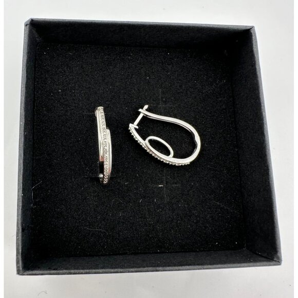 Natural Diamond Loop Hoop Earrings - Picture 10 of 15